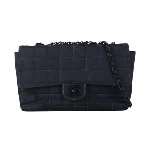 Include Entrupy Certificate of Authenticity｜Good ( Rank AB)｜CHANEL Chocolate Bar Canvas So Black Flap Made In 2002-2003 Year｜S26090745