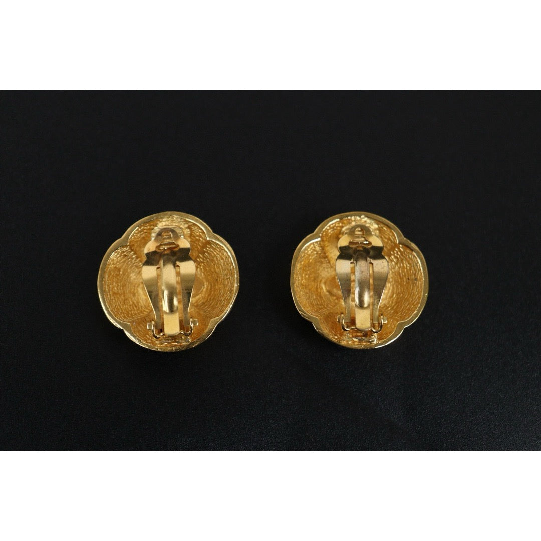 Very Good ( Rank A) ｜CHANEL Camellia Gold 24 Plated Earrings ｜S24112507