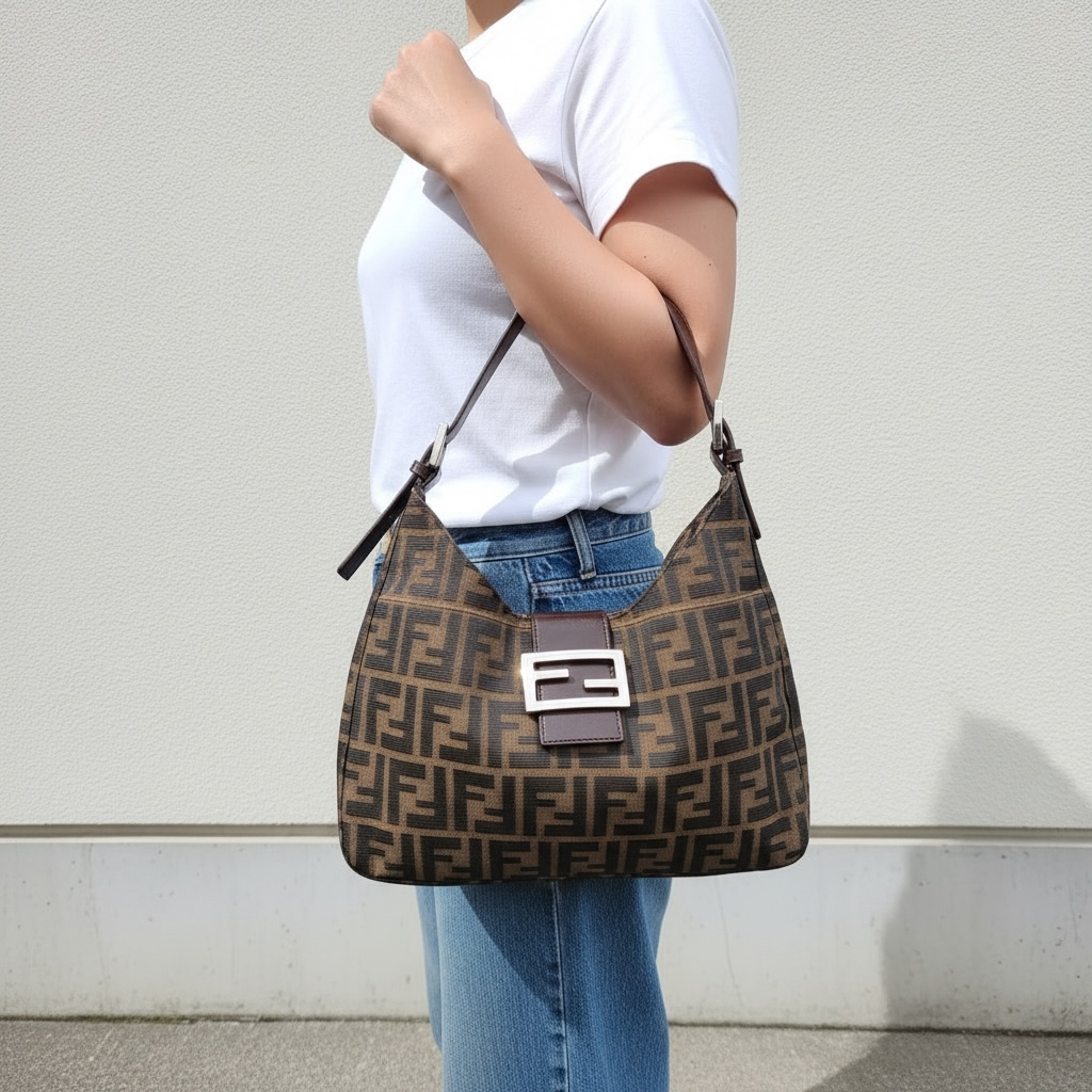 Include Entrupy Certificate of Authenticity｜Good ( Rank AB)｜ FENDI Zucca Mamma Shoulder Bag ｜26031916