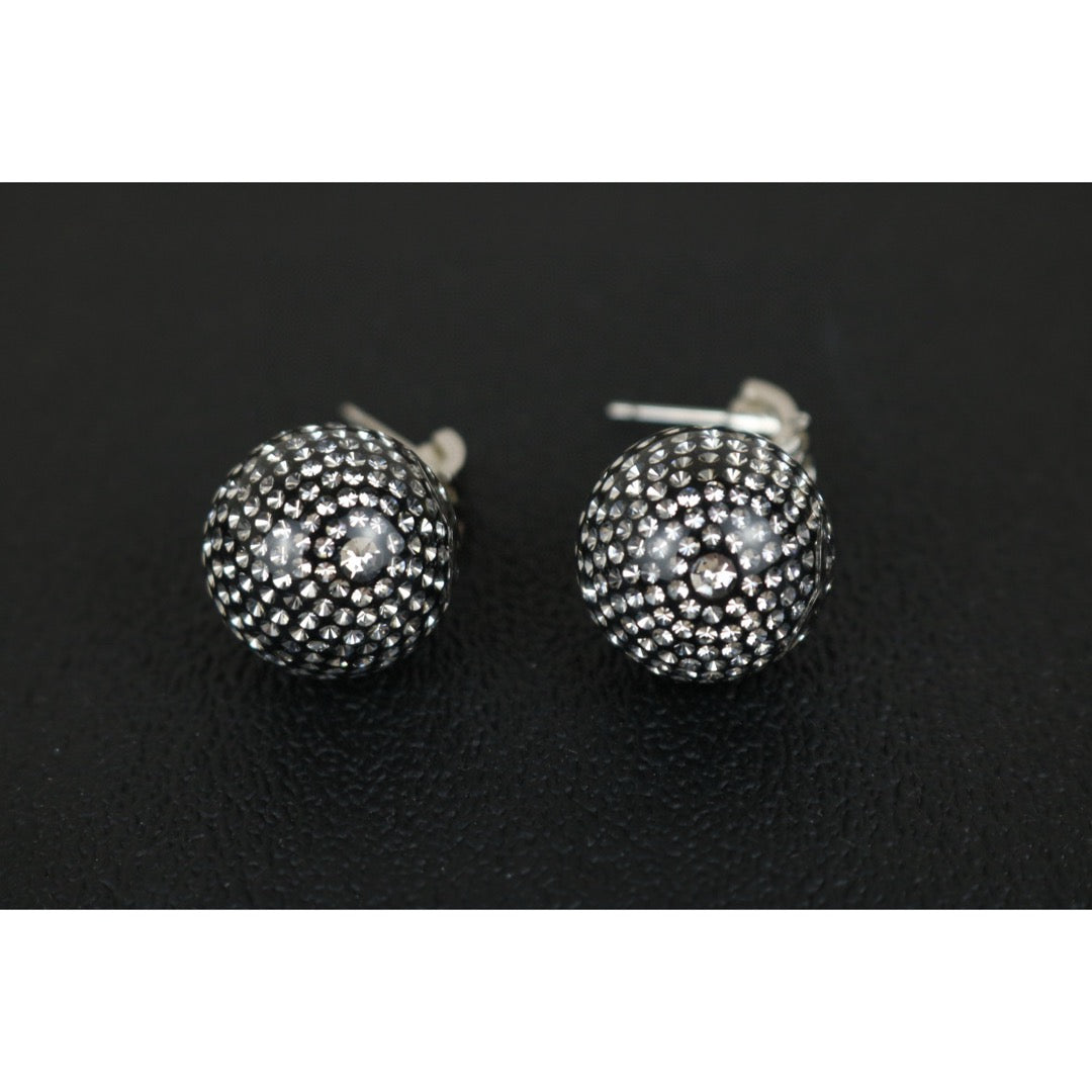 Excellent（Rank SA）｜ CHANEL Coco Mark Rhinestone disco ball Earrings Silver｜X25012305