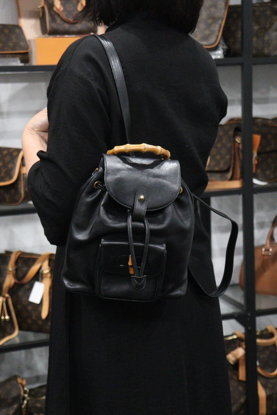 Rank A | GUCCI Bamboo Leather Mini Backpack Back|23101207 – BRAND GET