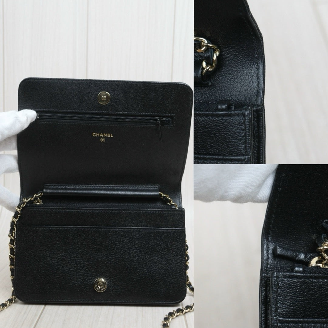 Include Entrupy Certificate of Authenticity｜Very Good ( Rank A)｜CHANEL Caviar Skin WOC 19 Chain Bag Black Made In 2019Year｜S26080606