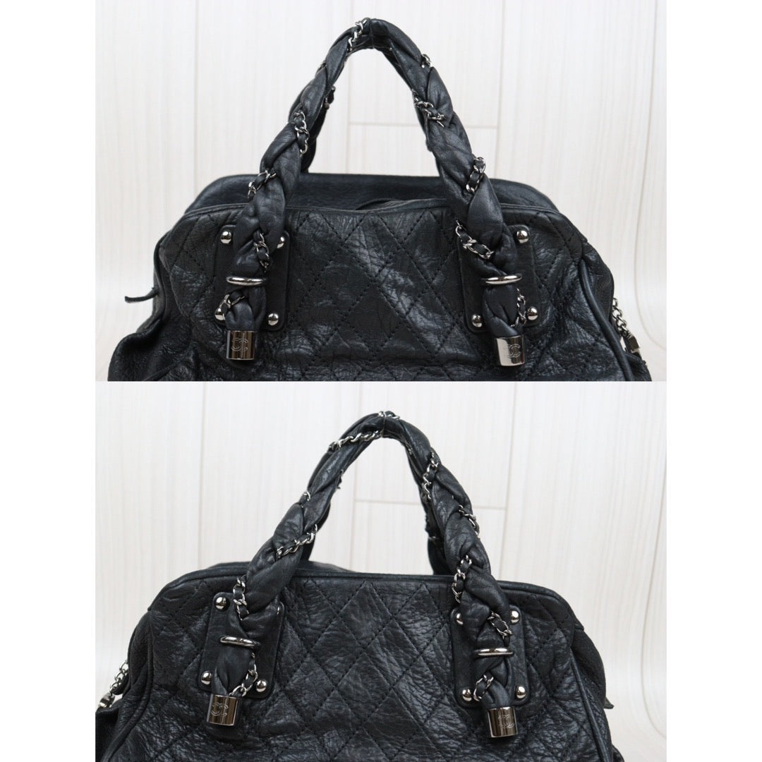 Good ( Rank AB)｜ CHANEL Calf Skin  Handbag Bag Black Made In 2006～2008Year ｜Q24031317