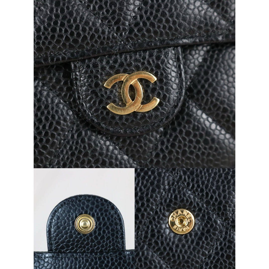 Very Good ( Rank A) ｜Chanel Caviar Skin Black  Wallet Made In 2018Year ｜S25063002