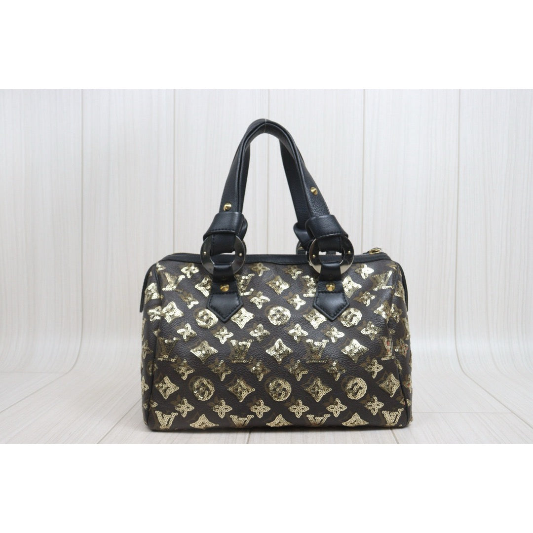 Include Entrupy Certificate of Authenticity｜Good ( Rank AB) ｜ Louis Vuitton Monogram Sequin Mixed leather Speedy 30 Hand Bag ｜S26080618