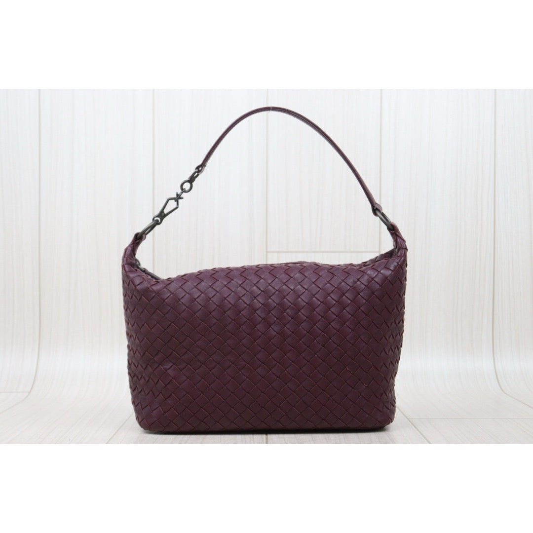 Very Good ( Rank A)｜ Bottega Veneta Lamb Skin  Braid Shoulder Bag Claret｜25062620