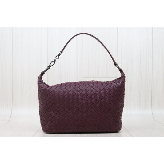 Very Good ( Rank A)｜ Bottega Veneta Lamb Skin  Braid Shoulder Bag Claret｜25062620