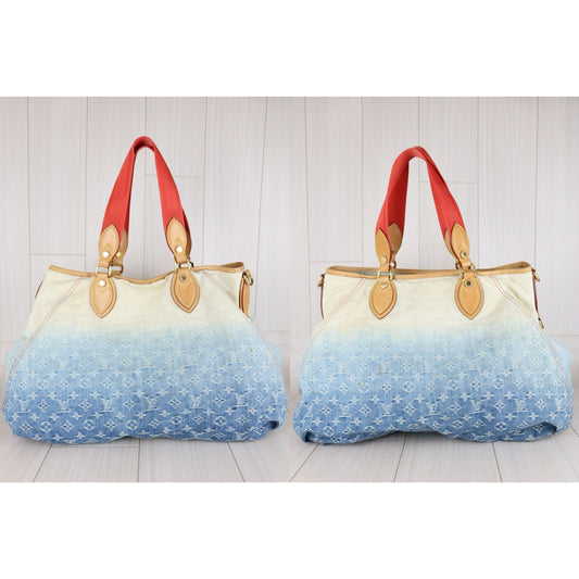 Include Entrupy Certificate of Authenticity｜Good ( Rank AB) ｜  Louis Vuitton Monogram Denim  Sunshine Blue Tote Bag Shoulder Bag  ｜S26010906