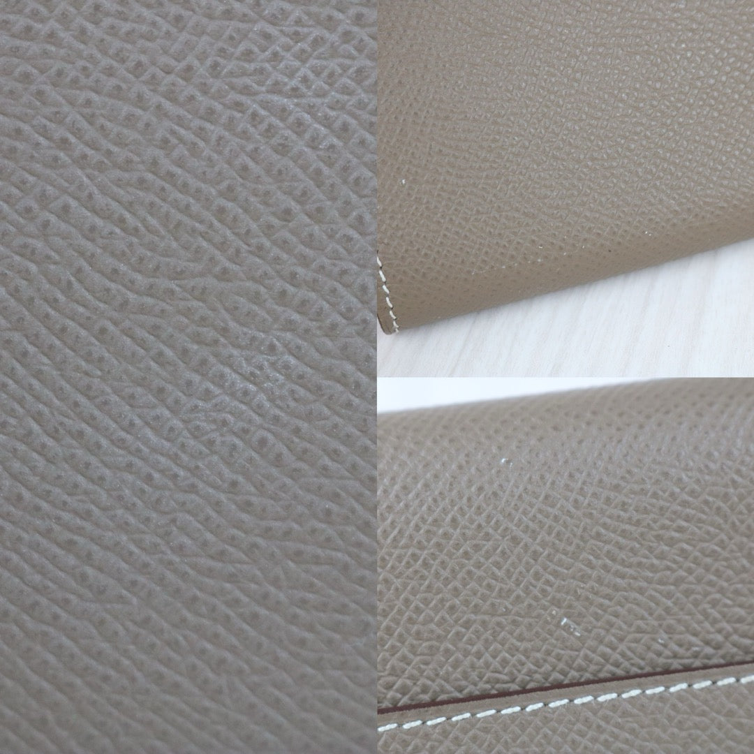 Include Entrupy Certificate of Authenticity｜Good ( Rank AB)｜ HERMES Epsom Kelly Wallet Etoupe Gray X Stamp Made In 2016Year｜X26051704