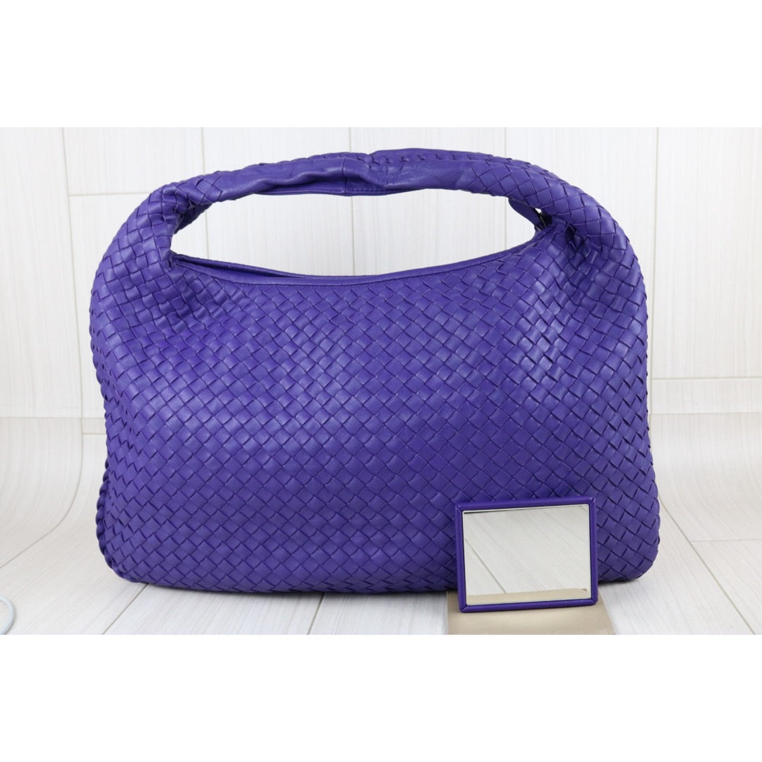Include Entrupy Certificate of Authenticity｜Very Good ( Rank A)｜ Bottega Veneta Lamb Skin Braid Shoulder Bag Dark Purple｜S26041304