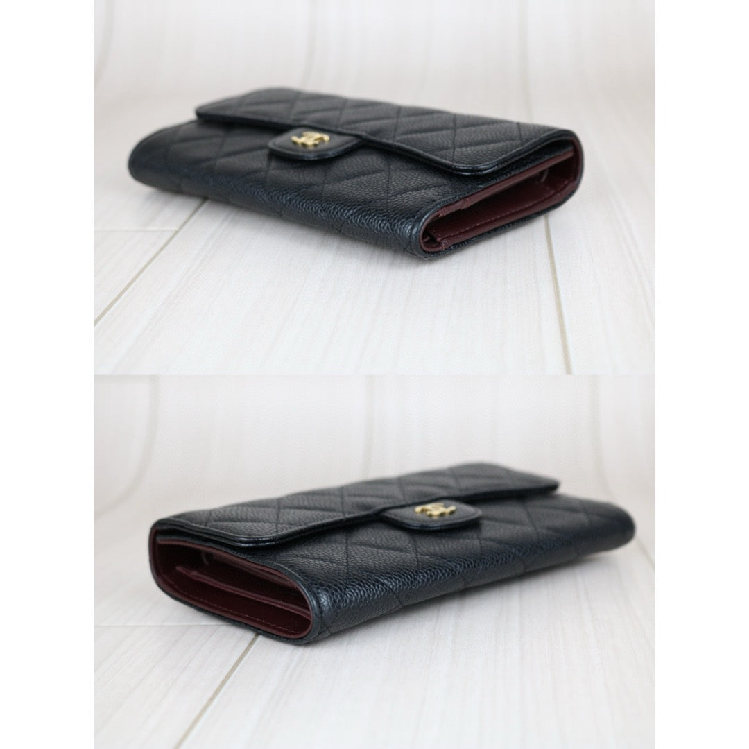 Very Good ( Rank A) ｜CHANEL Caviar Skin Black Long Wallet Made In 2014-2015 Year｜S24111503