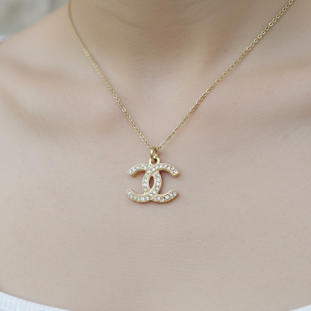 Include Authentic Detective Certificate of Authenticity｜Very Good ( Rank A) ｜ CHANEL A17S Coco Mark  Pearl Rhinestone Choker  Necklace｜S26062511