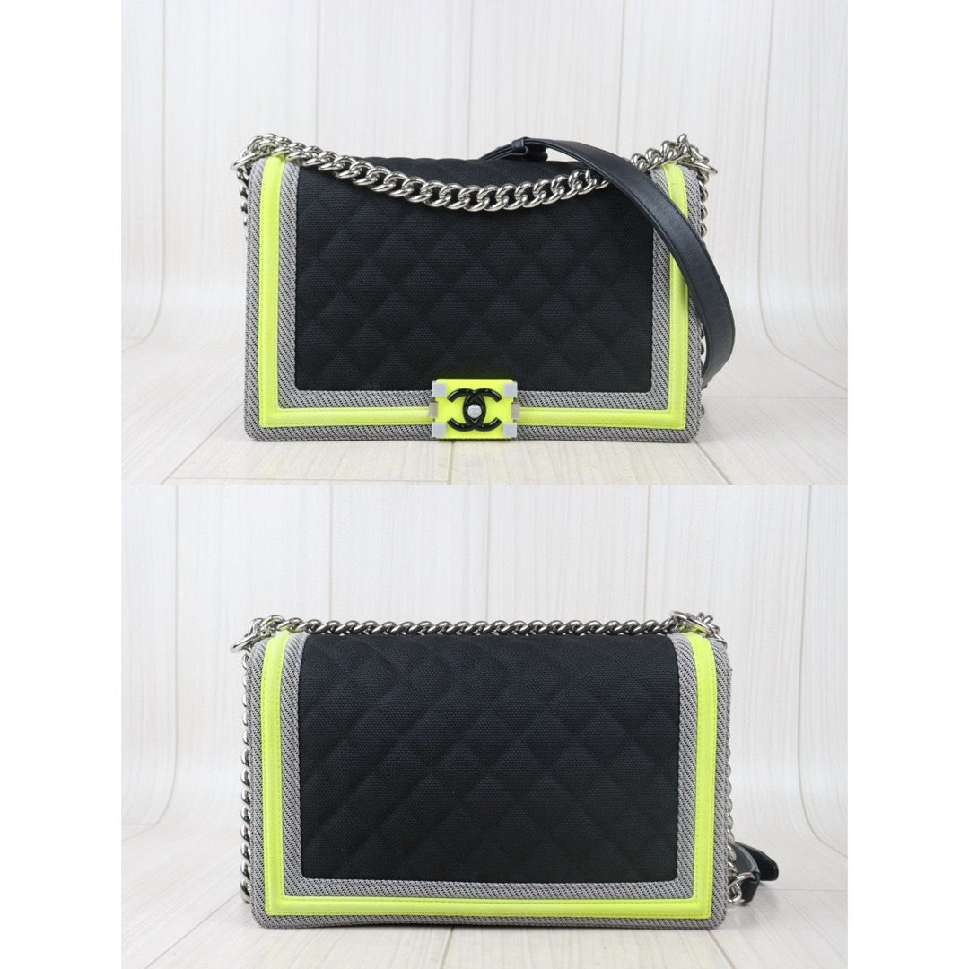 Good ( Rank AB) ｜CHANEL Canvas  LeBoy Chain Shoulder Bag Medium Black  Made In 2016-2017Year｜Y24082606