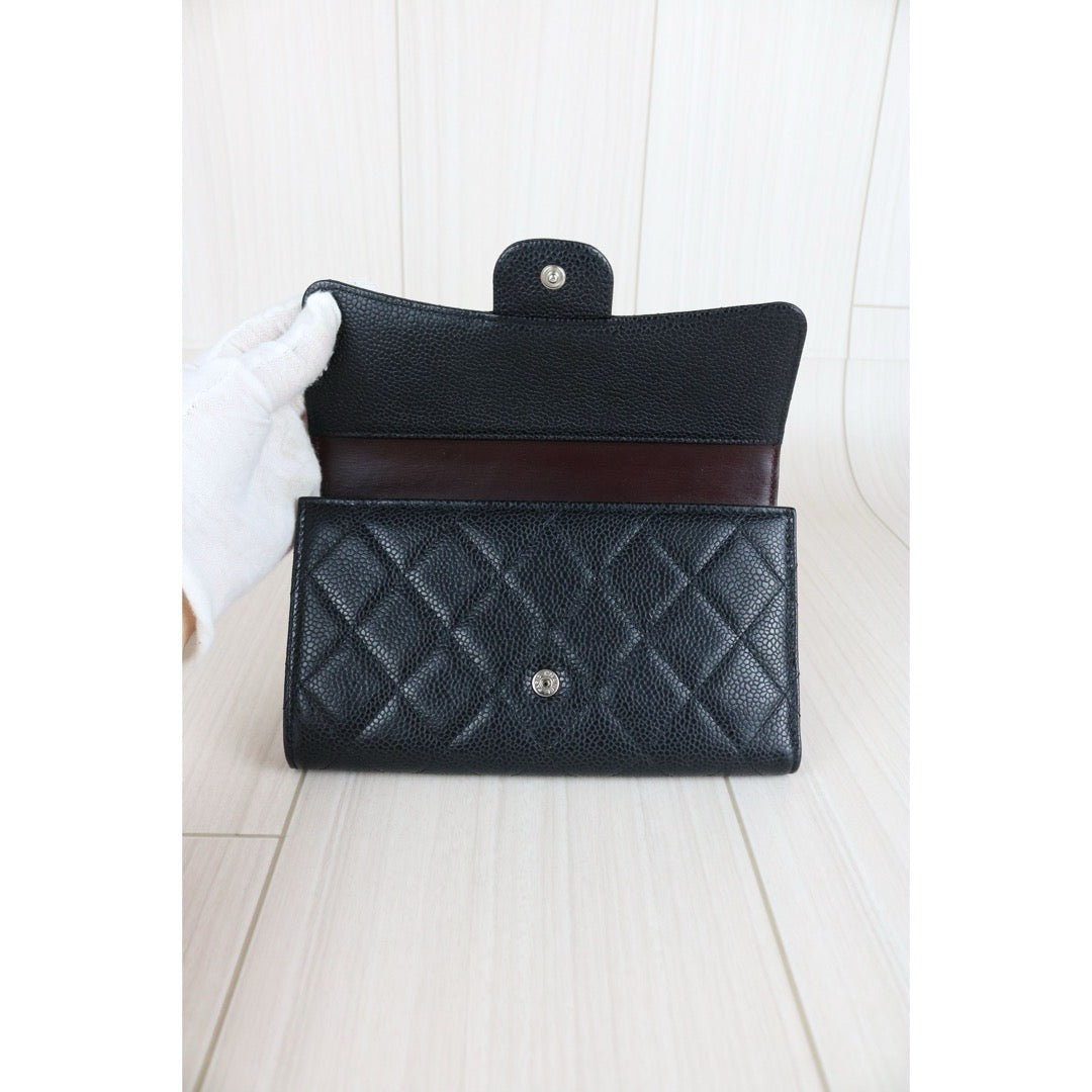 Very Good ( Rank A) ｜CHANEL Caviar Skin Black Long Wallet Made In 2014 Year｜S25040706