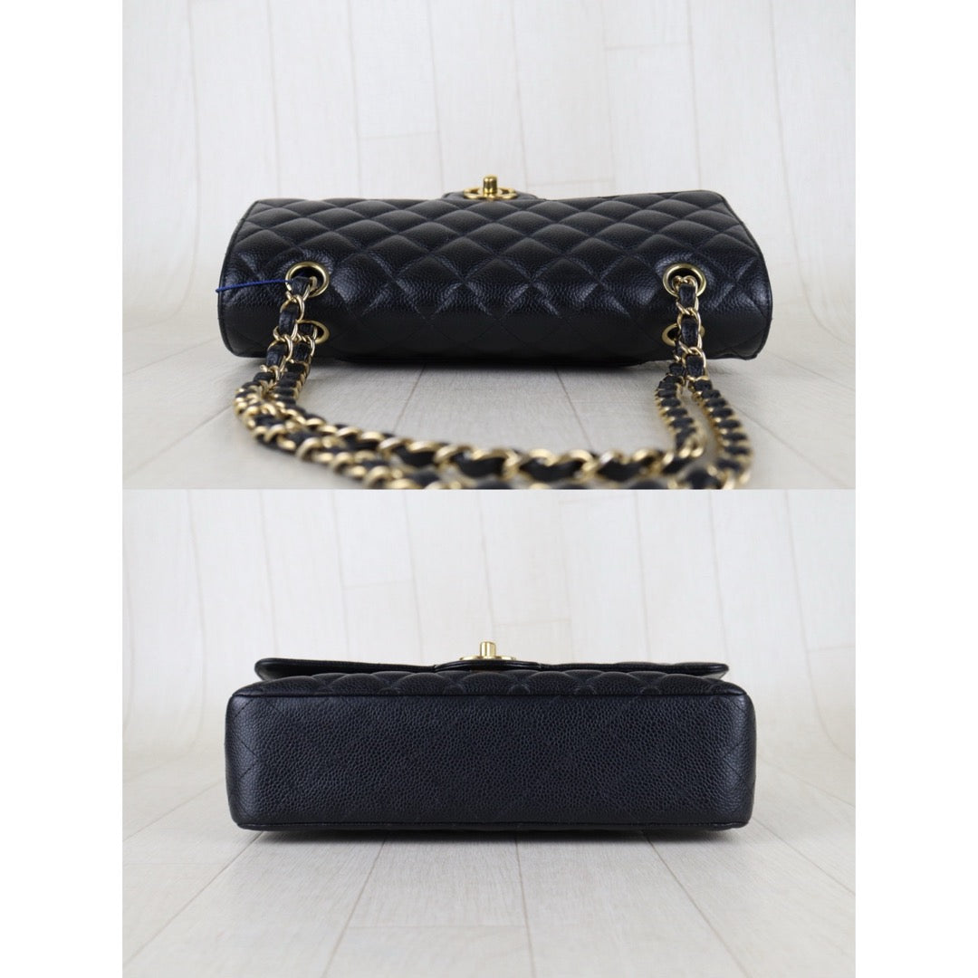 Good ( Rank AB)｜ CHANEL Caviar Skin Matrasse Chain Double Flap 25 Shoulder Bag Black Made In 2015~2016Year  ｜S26013006