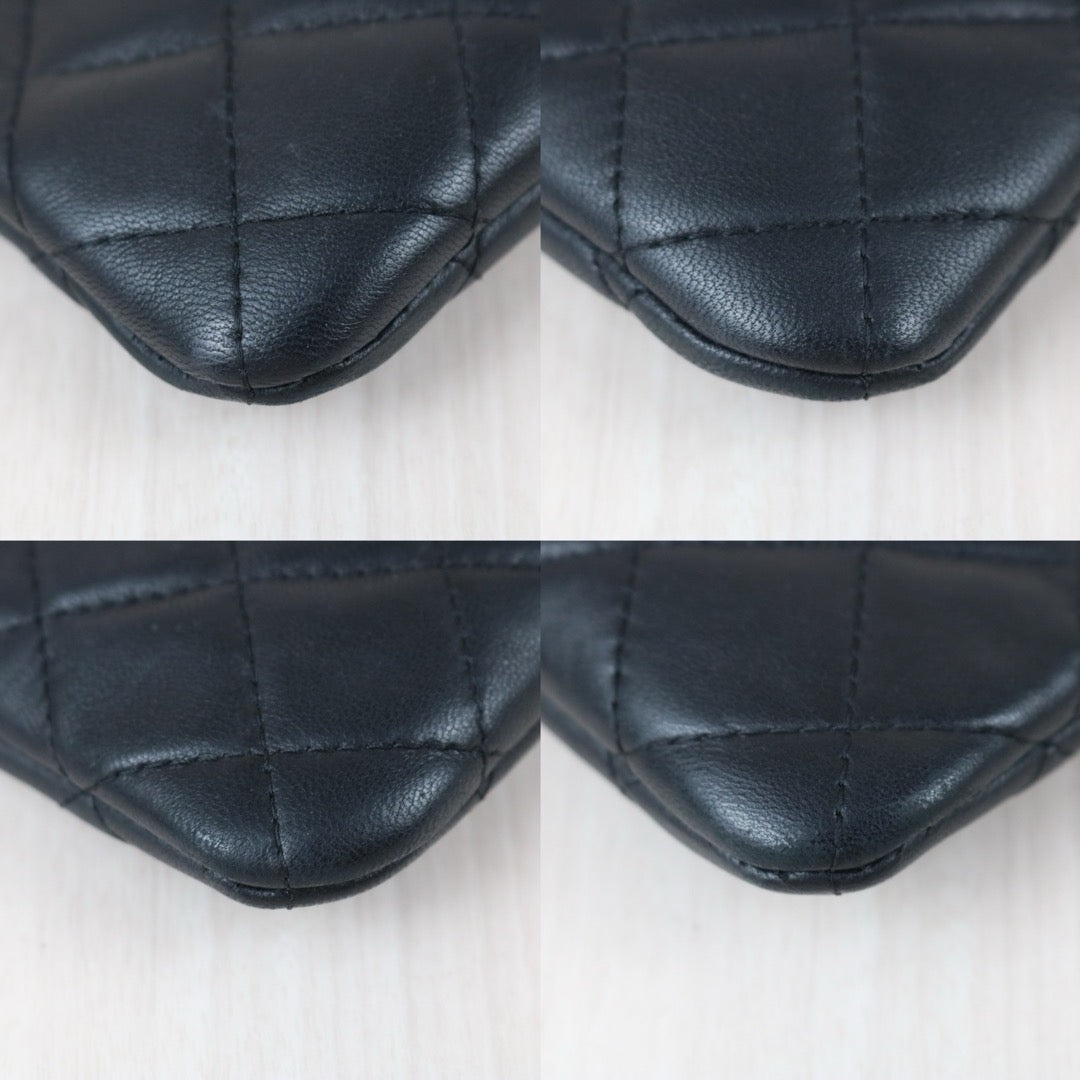 Include Entrupy Certificate of Authenticity｜Very Good ( Rank A)｜CHANEL Lamb Skin Lucky Charm Black Classic Mini Pouch Made In 2016-2017Year｜S26060114