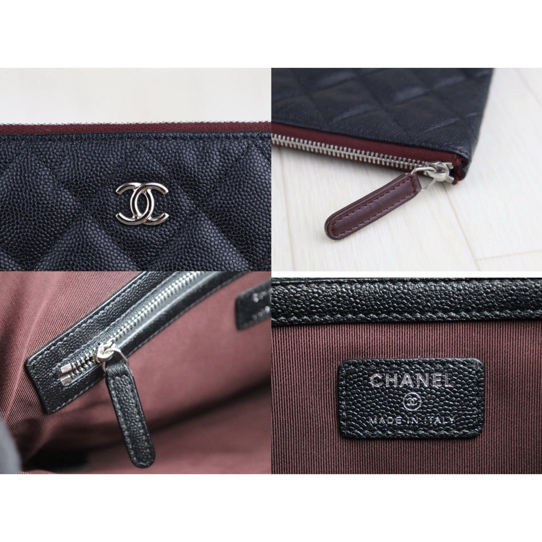 Very Good ( Rank A)｜ CHANEL Caviar Skin  Klassische Pochette Mit Reissverschluss  Black Made In 2018Year｜S25062315