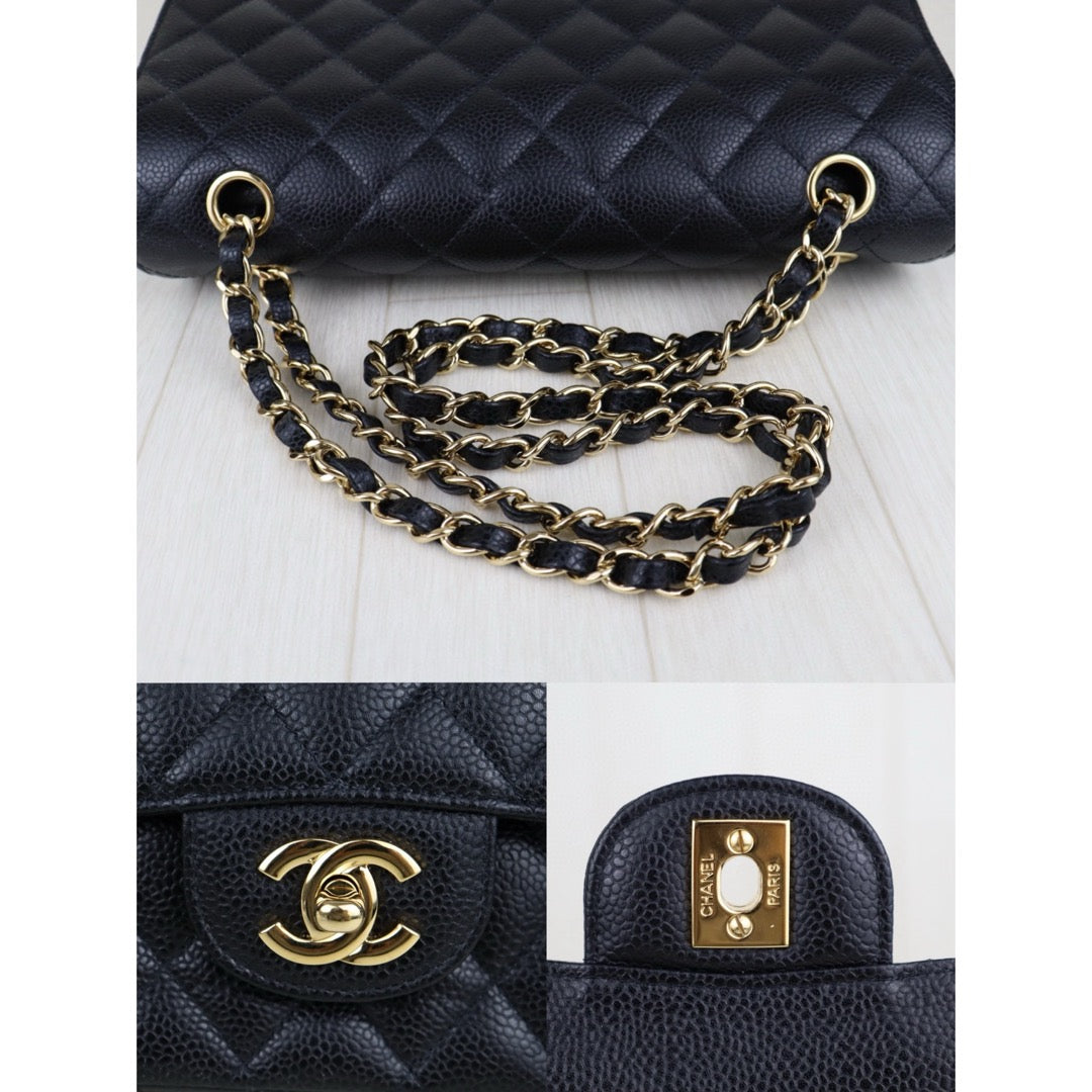 Very Good ( Rank A)｜ CHANEL Caviar Skin Matrasse Double Flap 25 Shoulder Bag Black Made In 2010-2011 Year｜S25032101