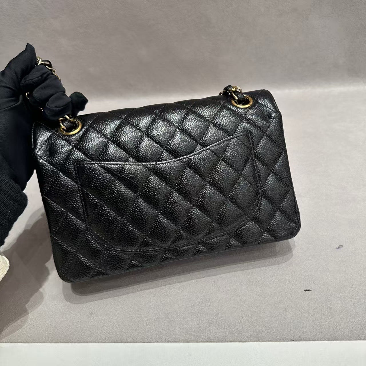 Very Good ( Rank A)｜CHANEL caviar Skin Matrasse Double Flap 23 Shoulder Bag Black