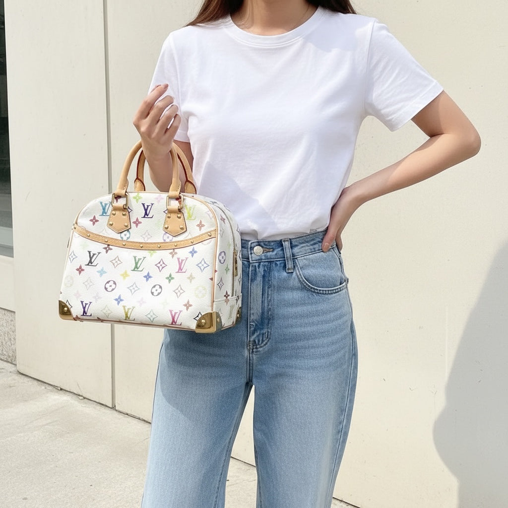 Include Entrupy Certificate of Authenticity｜Very Good ( Rank A)｜ Louis Vuitton Takashi Murakam Multi Monogram Trouville Hand Bag｜S26040805