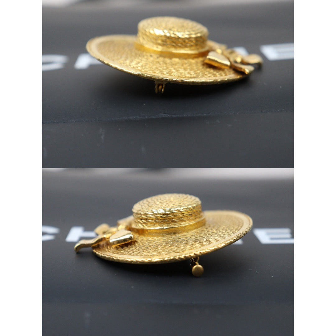 Very Good ( Rank A)｜ CHANEL Straw Hat Gold Brooch ｜Q24050946