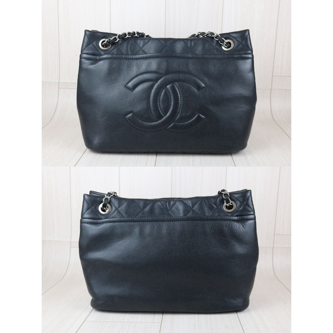 Include Entrupy Certificate of Authenticity｜Good ( Rank AB)｜ CHANEL Matrasse Caviar Skin Black  Chain Tote Bag Made In 2010-2011Year｜X26051805