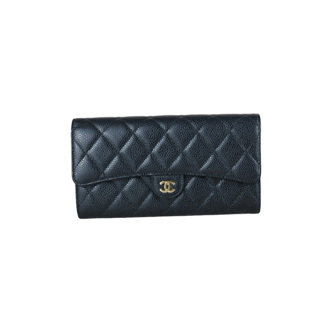 Very Good ( Rank A) ｜Chanel Caviar Skin Black  Wallet Made In 2018Year ｜S25063002