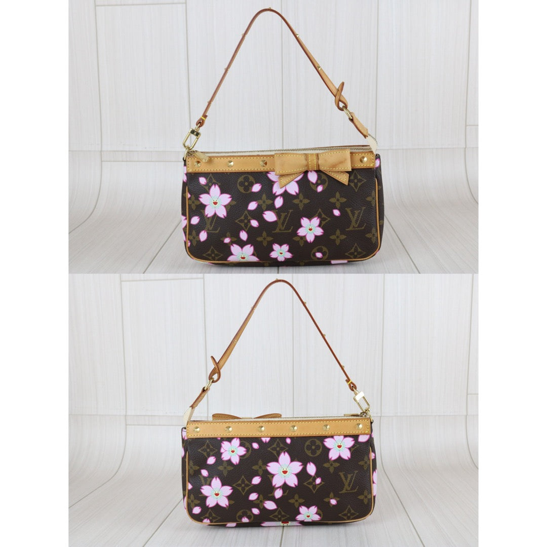 Include Entrupy Certificate of Authenticity｜Very Good ( Rank A) ｜  Louis Vuitton Takashi Murakam Sakura Monogram  Pochette Accessoires Limited edition｜S26031505
