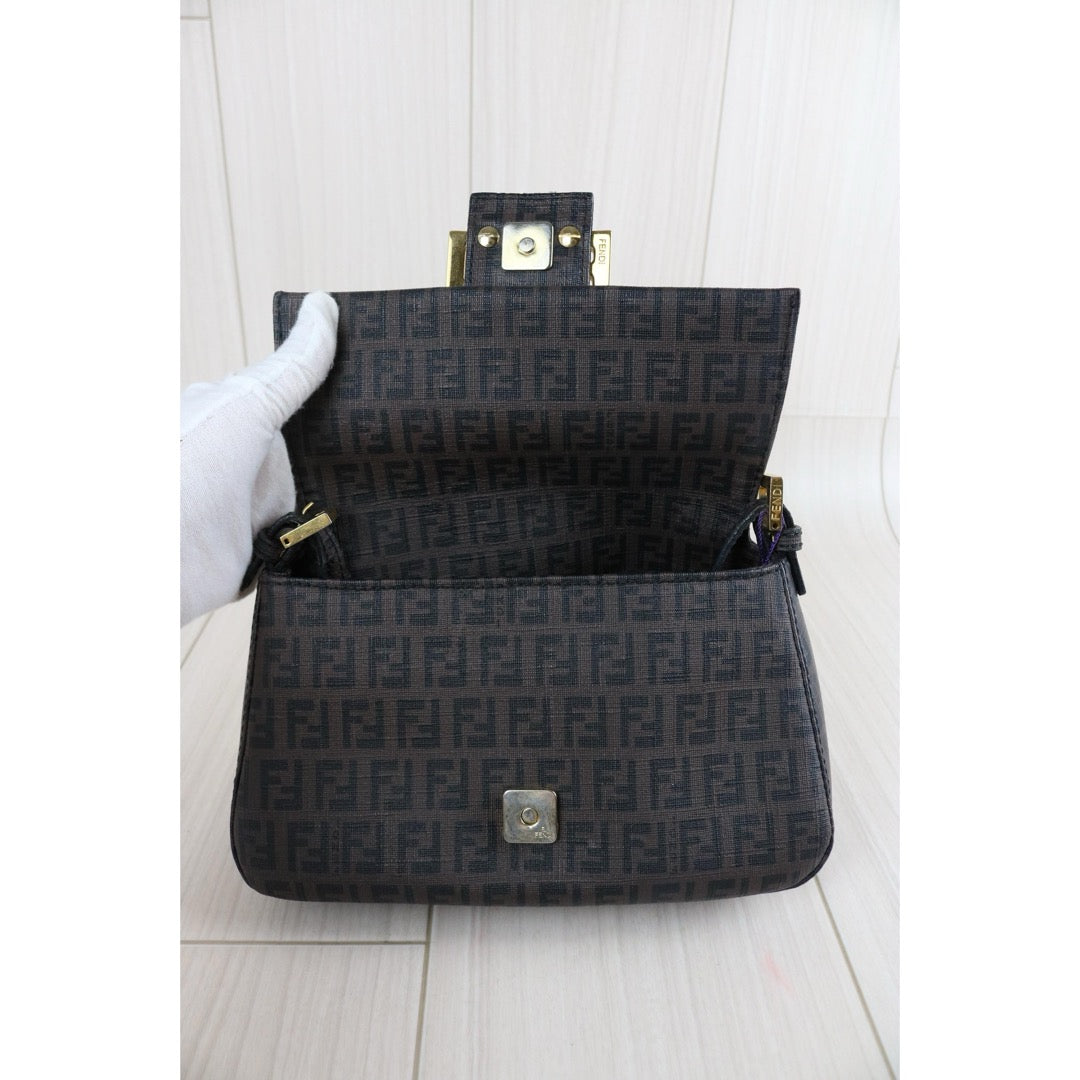 Include Entrupy Certificate of Authenticity｜Good ( Rank AB)｜ FENDI Zucca Mamma Baguette Shoulder Bag Brown｜S26073109