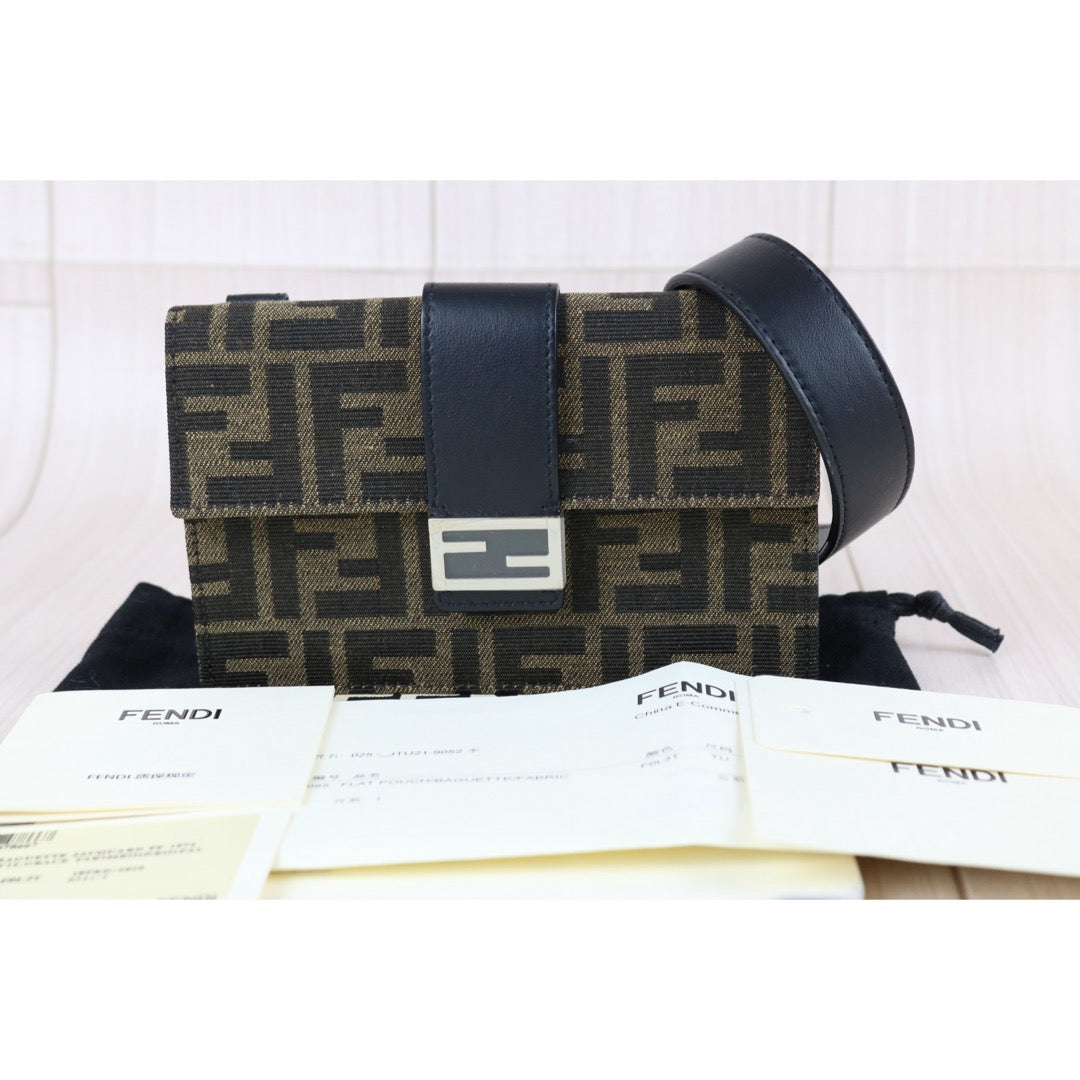 Include Entrupy Certificate of Authenticity｜Very Good ( Rank A)｜ FENDI Mamma Marsupio Baguette Bum Bag Shoulder Bag｜Z26091604