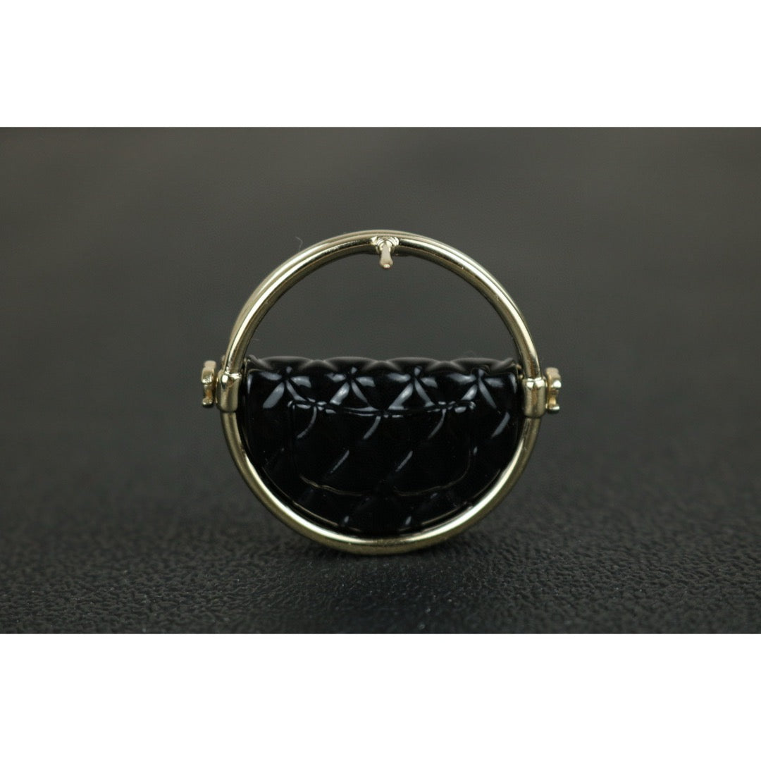 Excellent（Rank SA）｜ CHANEL  Coco Mark Flip Bag Ring  Brooch Black｜F25021114