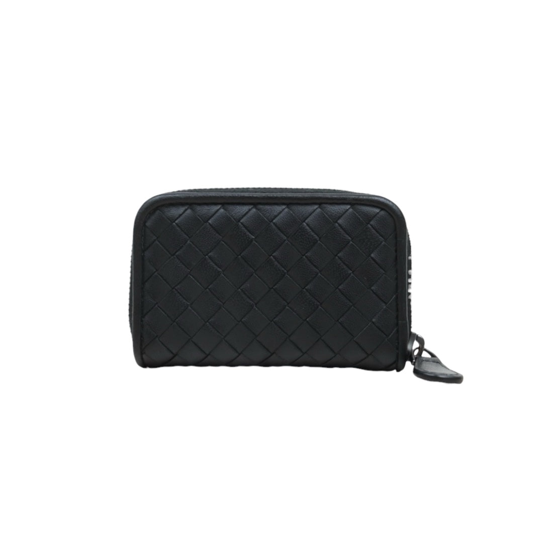Very Good ( Rank A)｜ Bottega Veneta Leather Braid Black Wallet Card Holder Coin Purse｜25071005
