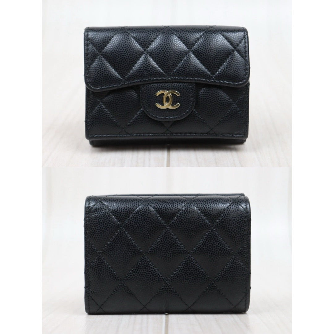 Good ( Rank AB)｜Chanel Caviar Skin Black Wallet Made In 2021-2022Year ｜25122510