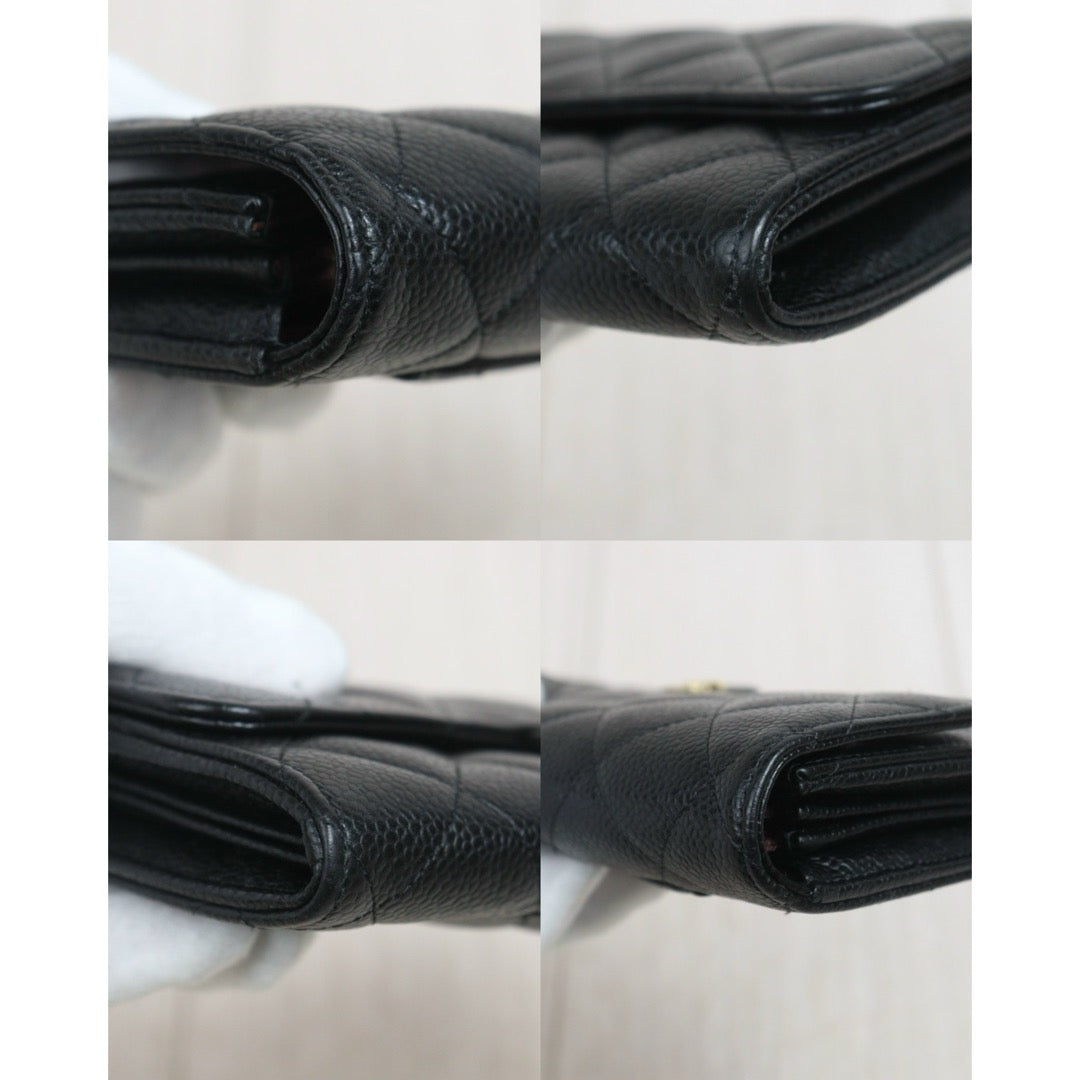 Include Entrupy Certificate of Authenticity｜Very Good ( Rank A)｜CHANEL Caviar Skin Black Long Wallet IC Chips Model｜26073009