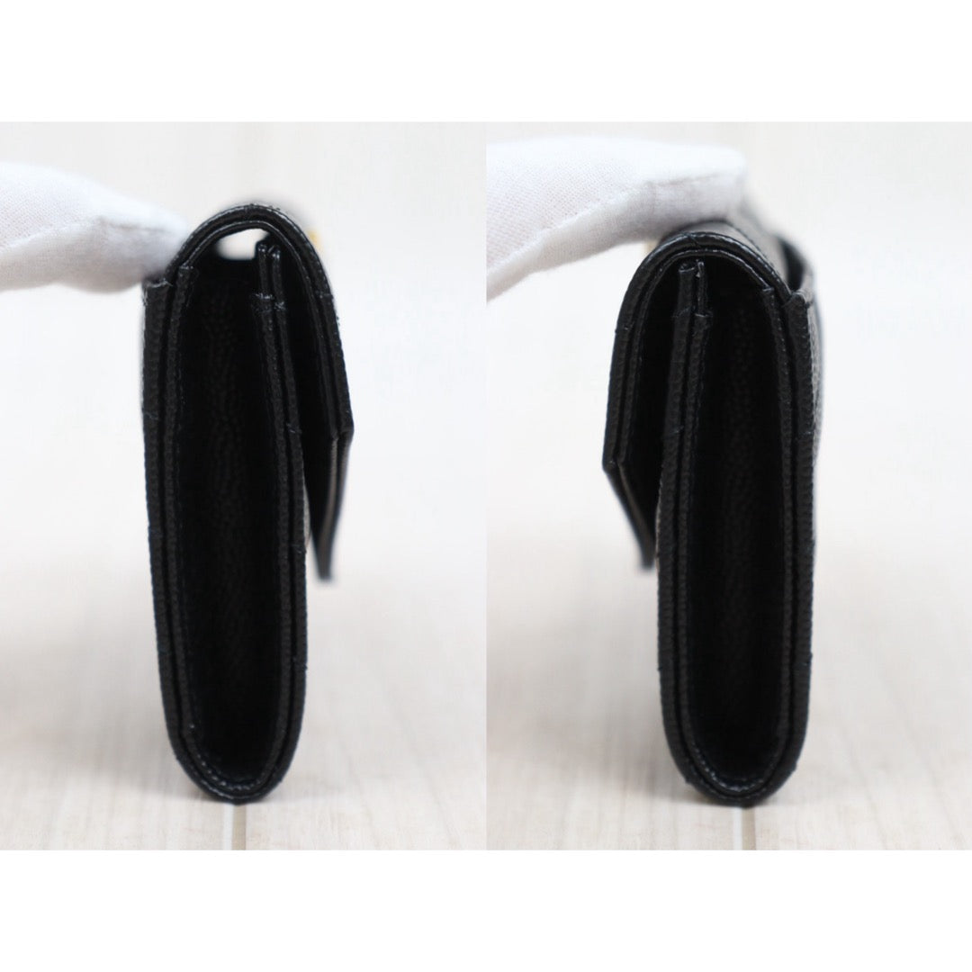 Excellent（Rank SA）｜  Saint Laurent YSL Caviar Skin Calf Leather Wallet Black｜25052908