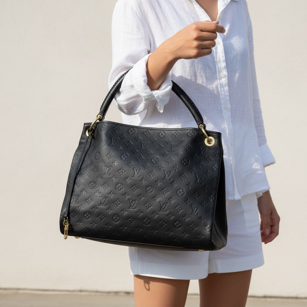 Include Entrupy Certificate of Authenticity｜Good ( Rank AB)｜Louis Vuitton Monogram Empreinte Artsy MM ShoulderBag Black｜S26051104