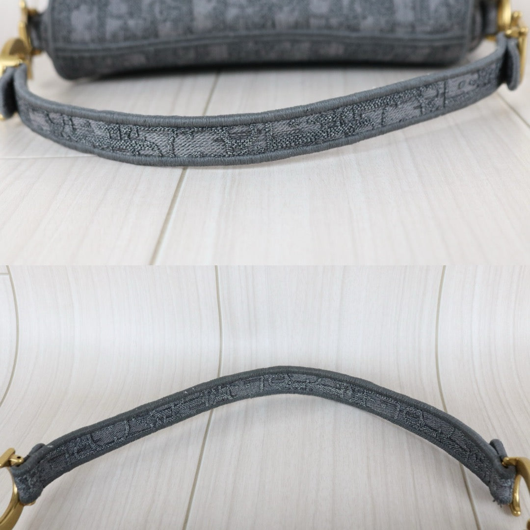 Very Good ( Rank A) ｜Dior Trotter Saddle Obique Gray Shoulder Bag Medium｜S25103005