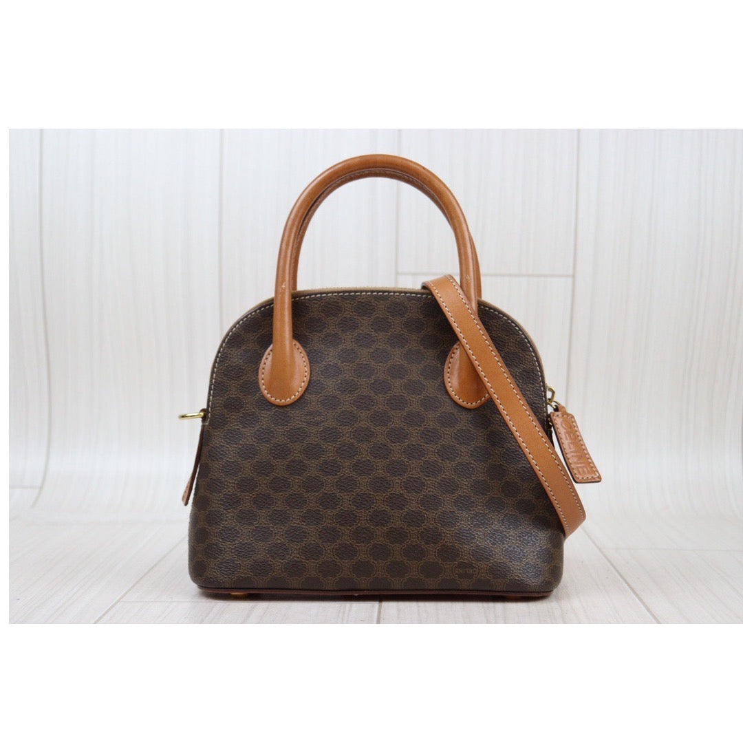 Rank AB ｜ CELINE Macadam Bowling Bag Handbag With Shoulder Strap ｜24022106