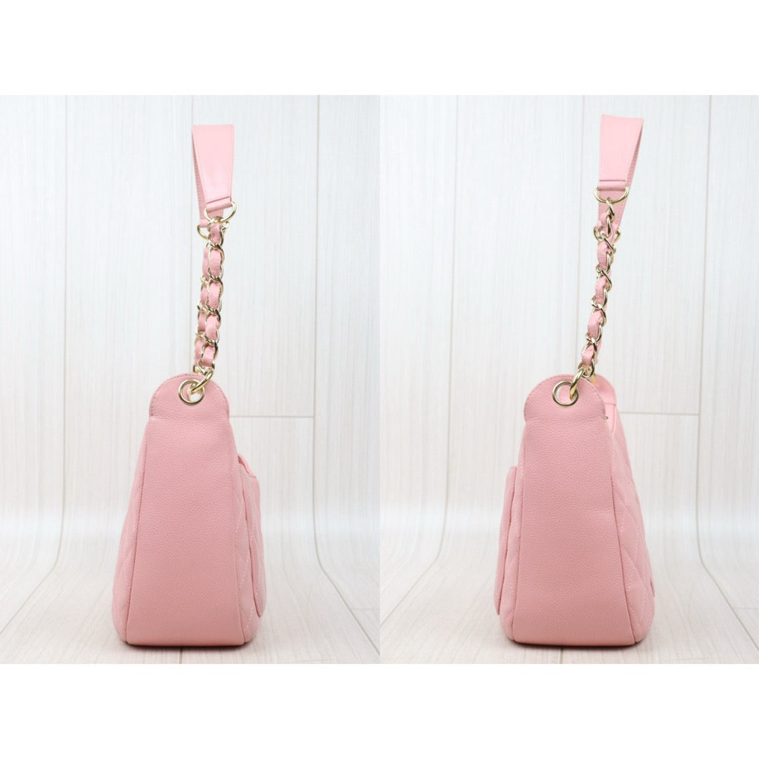 Very Good ( Rank A)｜ CHANEL Half Moon Shoulder Bag Pink Made In 2003-2004 Year ｜V24122602