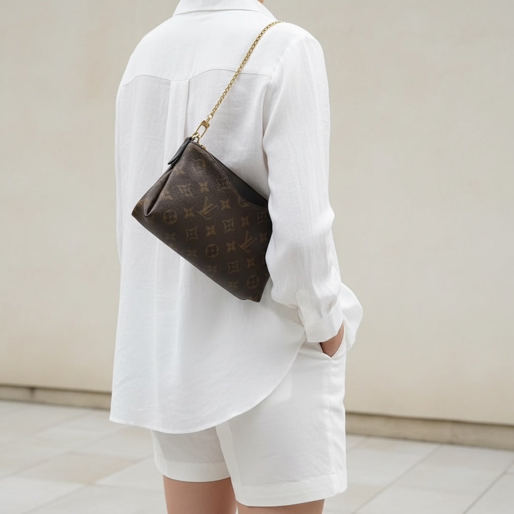 Include Entrupy Certificate of Authenticity｜Good ( Rank AB)｜ Louis Vuitton Monogram  Mini Pallas Cluth With Shoulder Bag Black｜S26052205