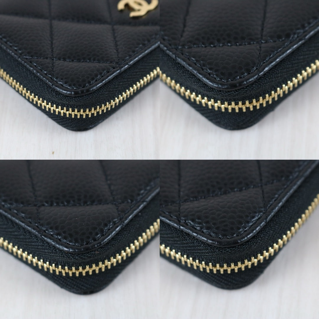 Excellent（Rank SA）｜CHANEL Caviar Skin Calf Leather Coin Purse Black Made In 2018~2019 Year｜X25060311