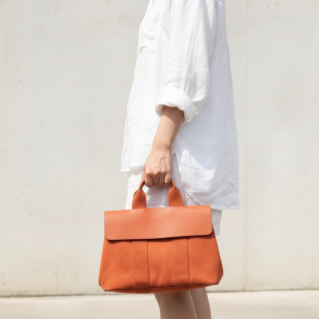 Include Entrupy Certificate of Authenticity｜Good ( Rank AB)｜ HERMES Valparaiso  Orange Canvas Hand Bag  PM｜26061811