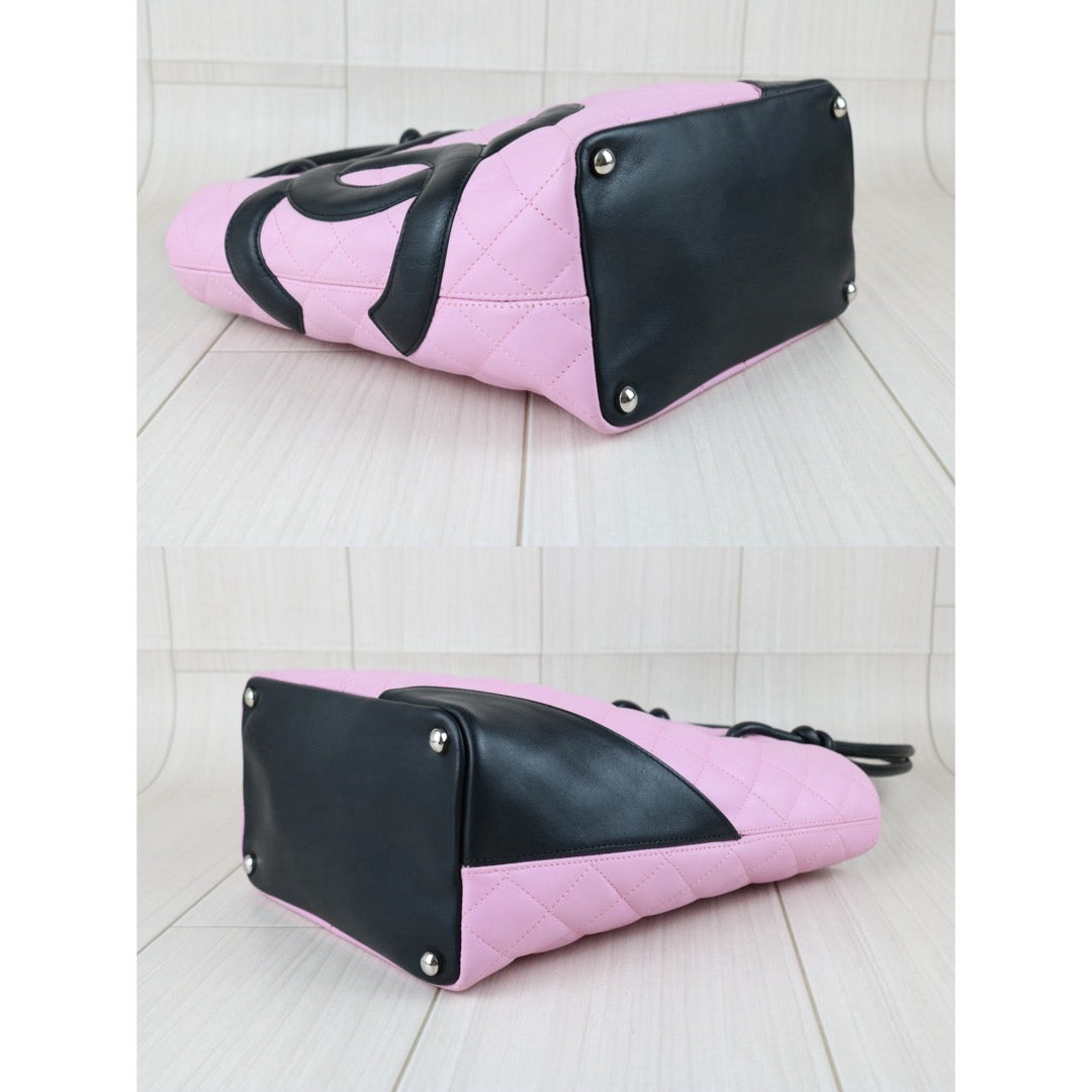 Include Entrupy Certificate of Authenticity｜Good ( Rank AB)｜ CHANEL Cambon Line Calf Leather Small Tote Bag Made In 2004-2005Year｜Y26051520
