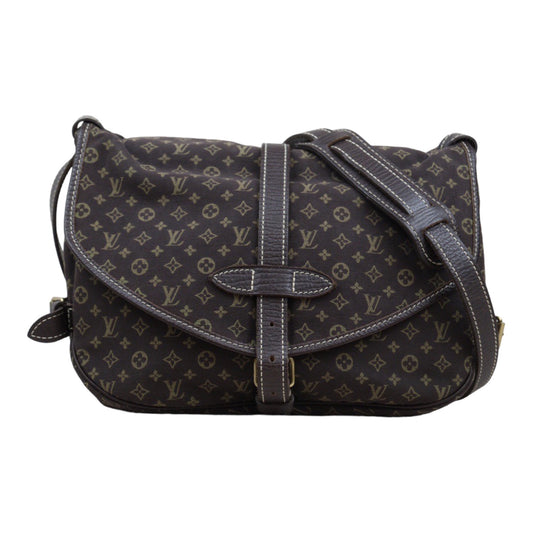 Rank A ｜LV Monogram Mini Run Saumur  Shoulder Bag Canvas Leather Brown｜24032923