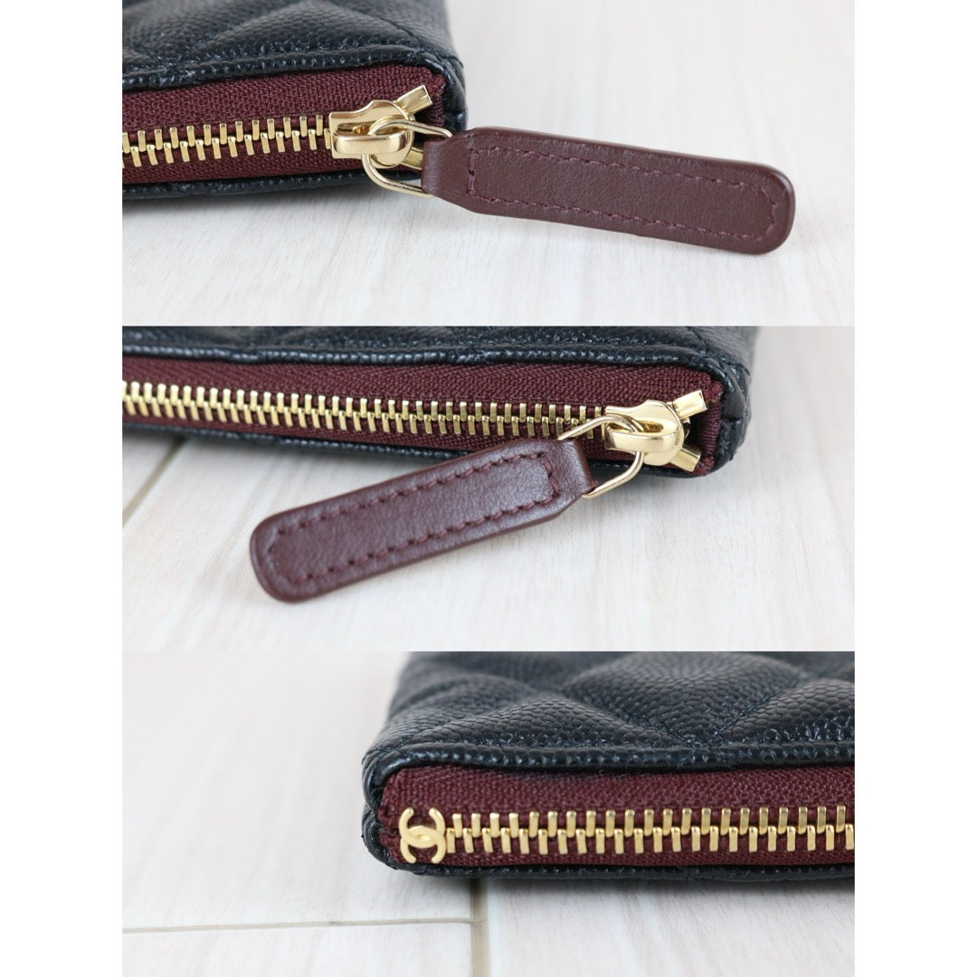 Excellent（Rank SA）｜CHANEL Caviar Skin Calf Leather Card Holder Black Made In 2021~2022 Year｜X25082403