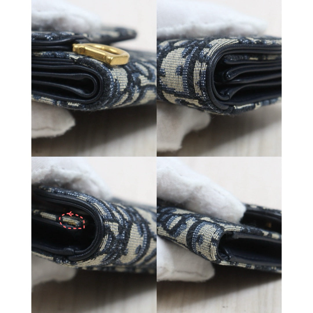 Include Entrupy Certificate of Authenticity｜Very Good ( Rank A)｜Dior Trotter Montaige  Oblique Saddle Lotus Wallet ｜26092401