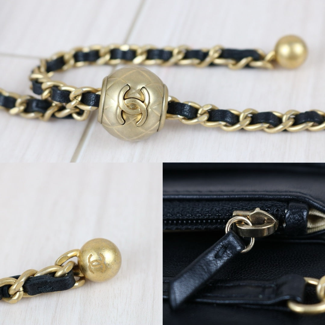 Include Entrupy Certificate of Authenticity｜Very Good ( Rank A)｜ CHANEL Coco Mark Lambskin Golden Chain WOC  Black Made In 2020-2021Year｜S26051512