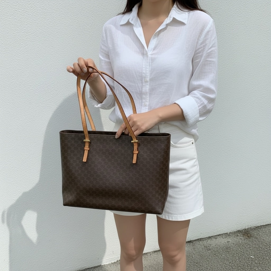 Include Entrupy Certificate of Authenticity｜Good ( Rank AB)｜CELINE Macadam Tote Bag  ｜26052603