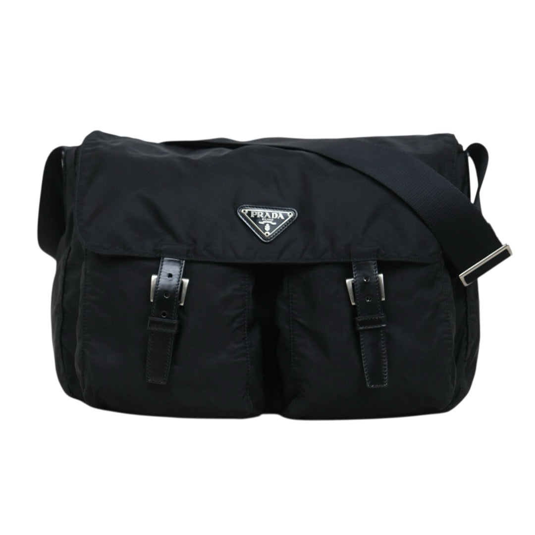 Good ( Rank AB) ｜Prada  Nylon ShoulderBag GM Black Silver Hardware｜25090807