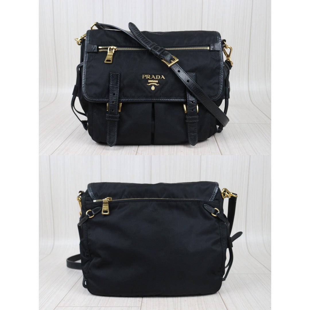 Rank AB｜Prada  Nylon Black Gold Hardware ShoulderBag｜S24071423